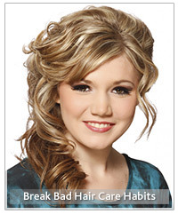 Model with blonde curly upstyle