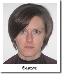 Model with a short brown bob hairstyle