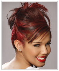 Model with red updo