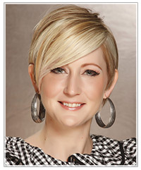 Model with short blonde hair