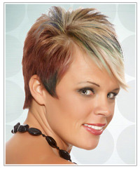 Model with short, multi-tone hair