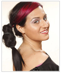 Model with ponytail