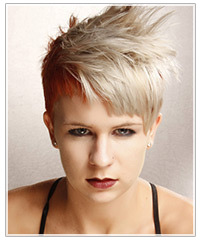Click here to try on this hairstyle Model with short alternative hair