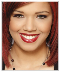 Model with two-tone bob hairstyle