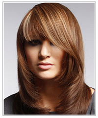 Model with sleek medium hair