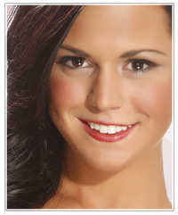 Click here to try on this hairstyle Model with warm skin and brunette hair