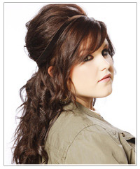 Click here to try on this hairstyle Model with brunette updo