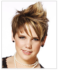 Model with short blonde hair