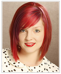 Model with red bob