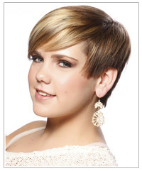 Model with short hair and bangs