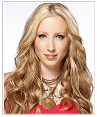 Blonde model with wavy hair