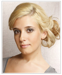 Blonde model wearing an updo