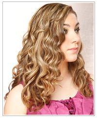 Model with curly blonde hair