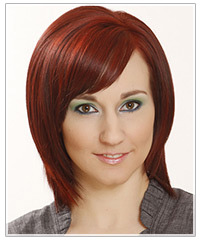 Model with red bob