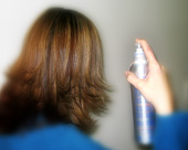 Apply hairspray