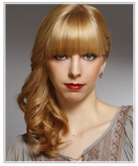 Model with blunt bangs