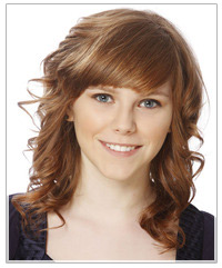 Model with swept bangs