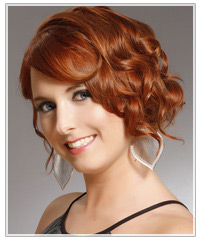 Model with red medium length hair