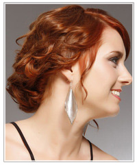 Model with red medium length hair