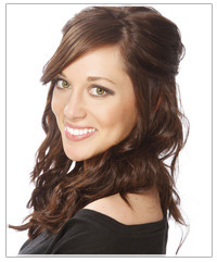 Model with half up hair