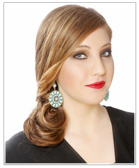 Model with curly updo