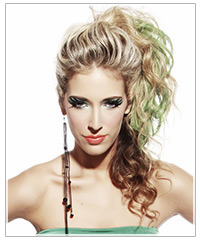 Model with curly upstyle