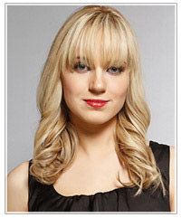 Model with light full bangs