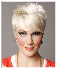 Model with a full, side-swept fringe