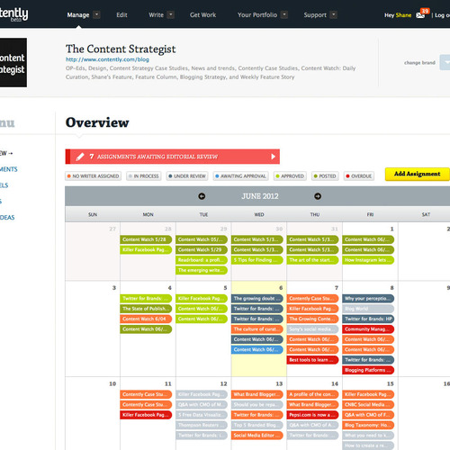 Contently Platform Dashboard
