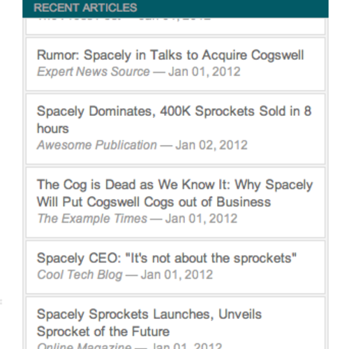 Recent Articles Widget