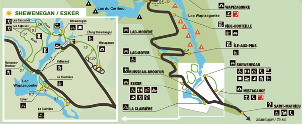 carte cascades parc de la mauricie