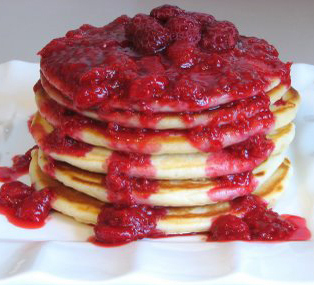 Pancakes with Raspberry Sauce recipe