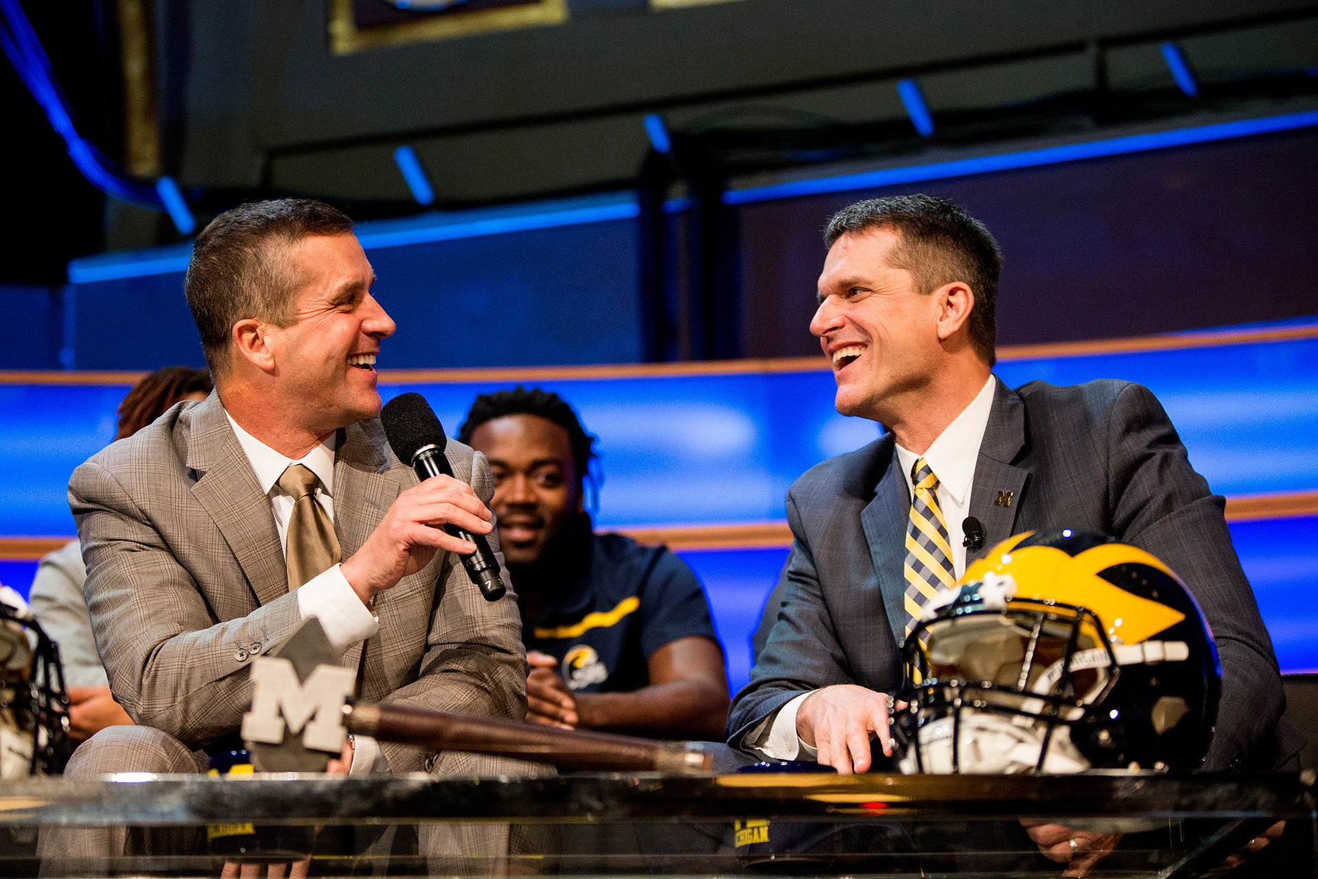 Coach Harbaugh welcomes his brother, Baltimore Ravens head coach and fellow Michigan man, John Harbaugh.
