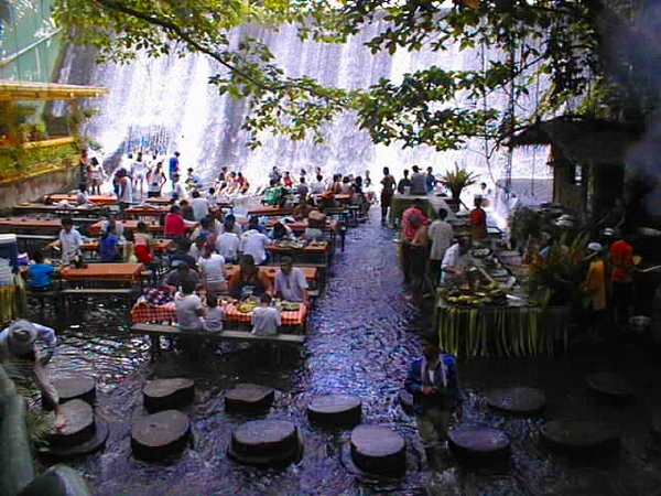 Dining by the Waterfall, Villa Escudero, Quezon Dining by the Waterfall, Villa Escudero, Quezon