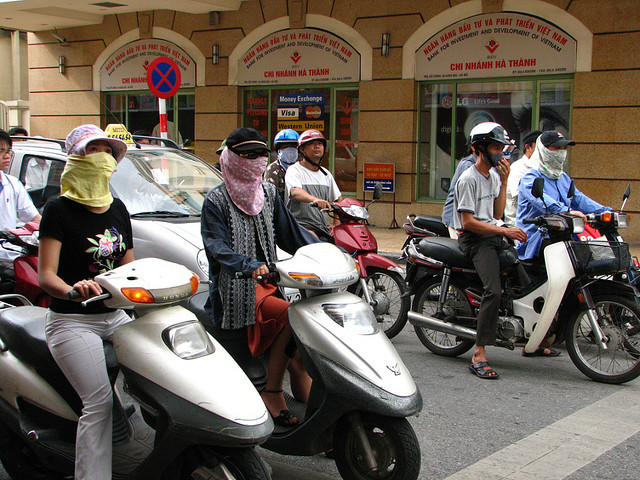 Some of many motorbikes in Hanoi Some of many motorbikes in Hanoi