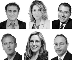 Top row, from left: Nouriel Roubini, Pamela Liebman, Joseph Sitt; bottom row, from left: Mark Zandi, Dolly Lenz, Miki Naftali 