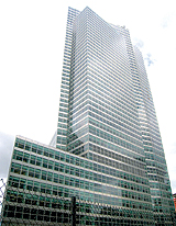 The eastern façade of the new Goldman Sachs building at 200 West Street