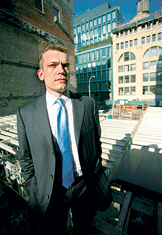 The CEO of DDG Partners, Joe McMillan, at 41 Bond Street, which is under construction.