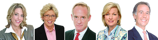 From left, Corcoran's Pamela Liebman and Tresa Hall gave out the annual company awards to Robby Browne, Leighton Candler, Dennis Hughes, among others