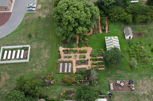 Aerial shot of the Sussex County Master Gardener Demonstration Garden