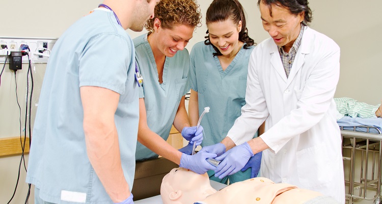 Medical staff being taught intubation