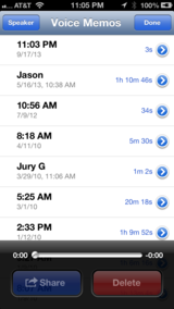 Voice memo list