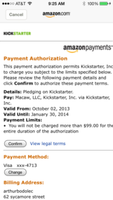 Amazon payment authorization
