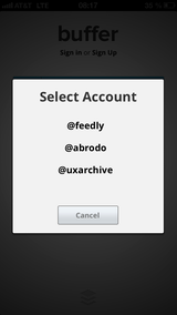 Twitter account selection