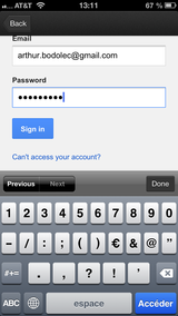 Google sign in  filled fields 