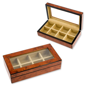 Burl Wood Cufflink Box Storage Device by Enrico Pardini -  Brown Wooden