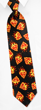 Superman Flame Logo Tie by DC Comics -  Black Silk