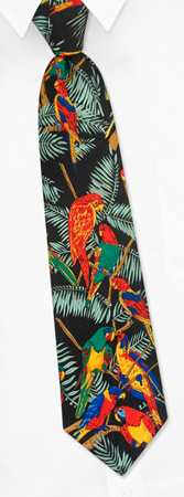 Tropical Birds Boys Tie by Wild Ties -  Black Polyester