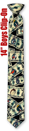 Looney Money 14inch Boys CliponTie by Looney Tunes -  Black Polyester