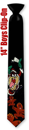 Gingerbread Chase 14inch Boys CliponTie by Looney Tunes - Black Polyester